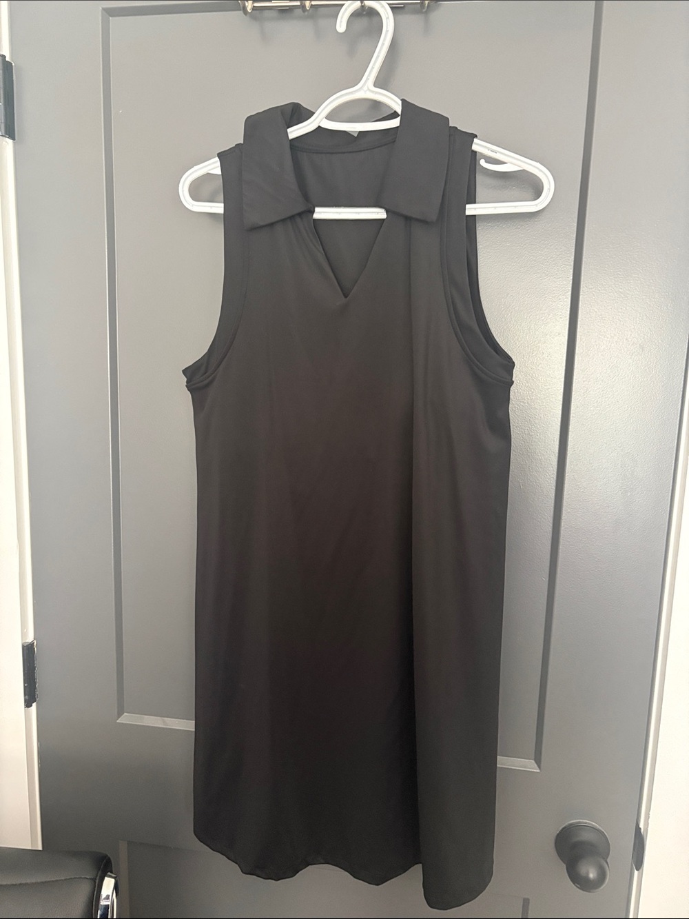SSYS Athletic, Sleeveless Black Collared V-Neck Dress